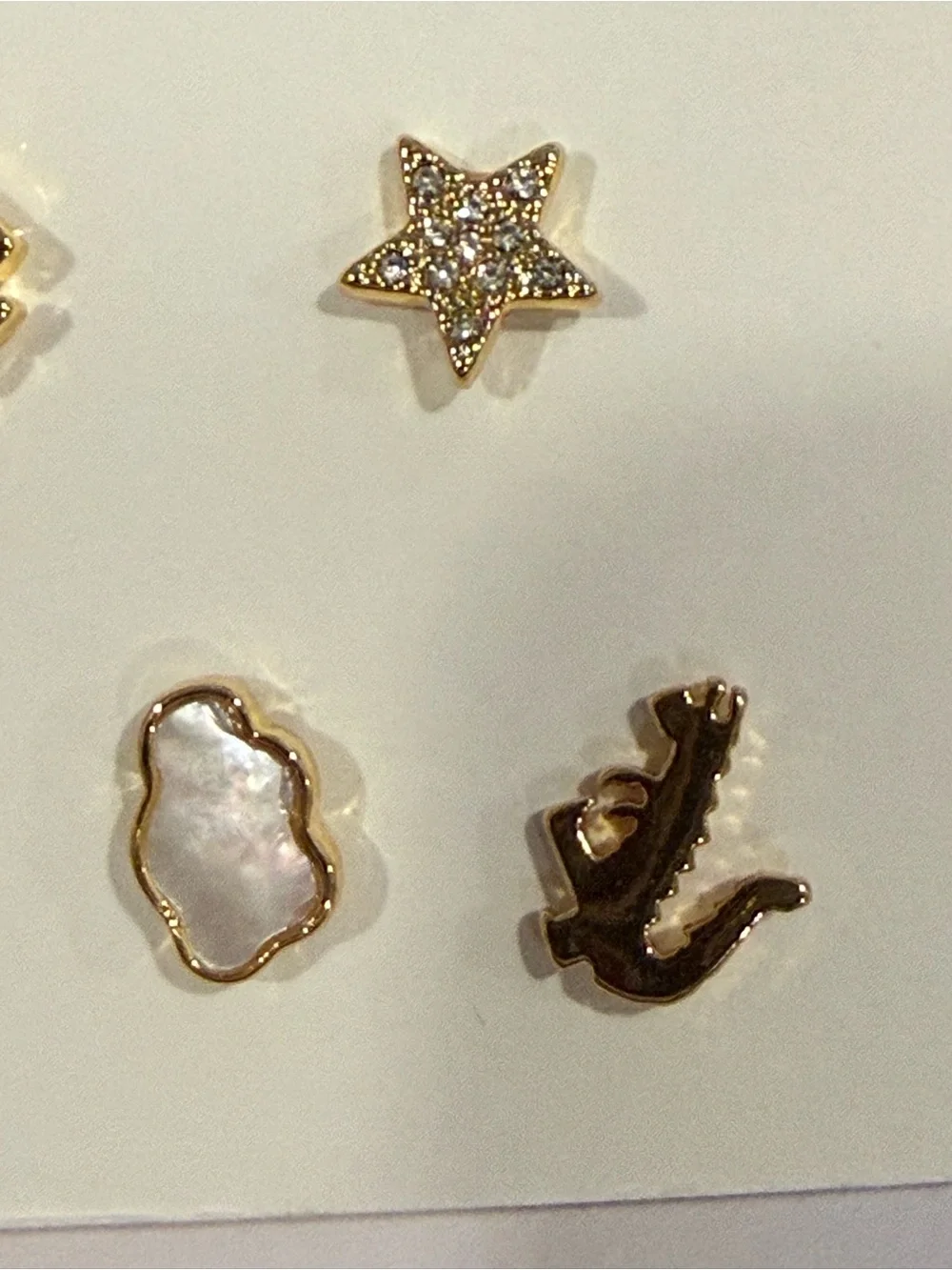 Tory Burch | Gold Plated Icon Logo, Pave & Pearl Mixed Stud Earring Set